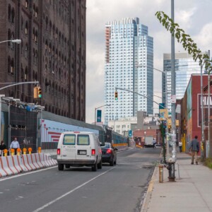 Williamsburg Williamsburg Street by Domino Sugar Factory with new construction in the distance