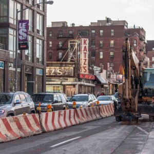 Houston Street in the midst of gentrification and subway station refurbishing.
